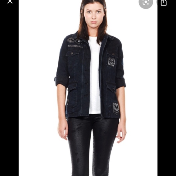 EUC Current Elliot The Commander Jacket, Black Denim, Size 1 S/M - Picture 2 of 13